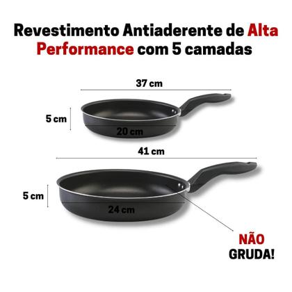 Imagem de Frigideira Esplêndida com Tampa de Vidro com 2 peças Linha Premium J4TECH Alumínio Antiaderente Teflon Ultra Resistente 