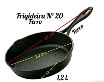 Imagem de Frigideira Ferro N20 Cabo Ferro C/ Tampa de Ferro P/ Fogão Indução,  a Gás, Forno e etc