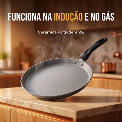 Imagem de Frigideira Fina 22cm De Indução Para Fazer Tapioca Doce Com Espátula