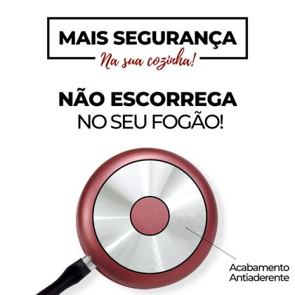 Imagem de Frigideira Francesa 20cm Média Cereja com Dourado Alumi-Aço Linha Premium J4TECH Alumínio Antiaderente Teflon Ultra Resistente 