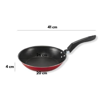 Imagem de Frigideira Francesa 26cm Grande Vermelha Alumi-Aço Linha Premium J4TECH Alumínio Antiaderente Teflon Ultra Resistente 
