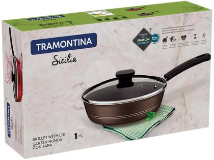 Imagem de Frigideira funda com tampa sicilia 24cm 2,5l avelã tramontina