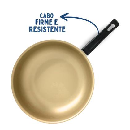 Imagem de FRIGIDEIRA FUNDA GRANDE WOK ANTIADERENTE Nº 30 CEREJA COM BEGE ALUMÍNIOS PORTELA