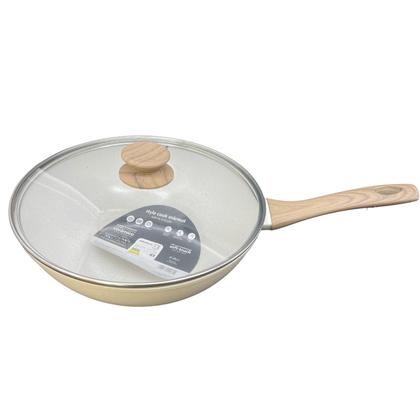 Imagem de Frigideira Grande Funda com Tampa Panela Wok Antiaderente Ceramica Cooktop Fogão Indução 28cm