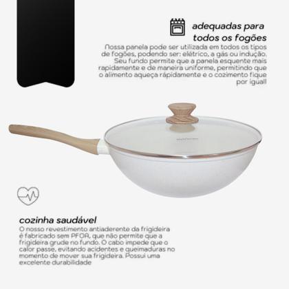 Imagem de Frigideira Grande Funda com Tampa Panela Wok Antiaderente Ceramica Cooktop Fogão Indução 28cm
