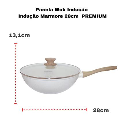 Imagem de Frigideira Grande Funda com Tampa Panela Wok Antiaderente Ceramica Cooktop Fogão Indução 28cm