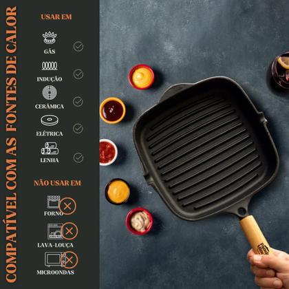 Imagem de Frigideira grill quadrada ferro 23,5cm 2L Panela Mineira