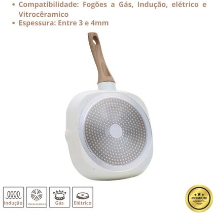 Imagem de Frigideira Grill Quadrado Style Cook Vanilla 24Cm Revestimento Cerâmico PPG Antiaderente Indução 