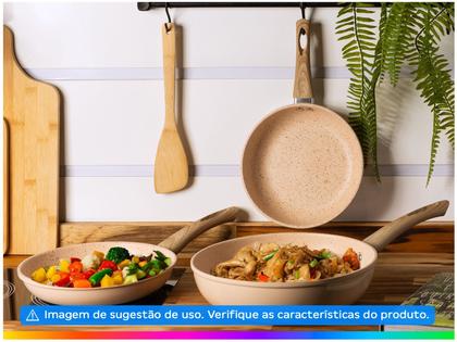 Imagem de Frigideira Indução 24cm Revestimento Cerâmico Granilite Bege Lyor