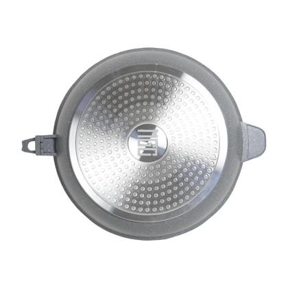 Imagem de Frigideira Indução Forno e Fogão Antiaderente Revestimento Mármore Cerâmico 28cm Cinza