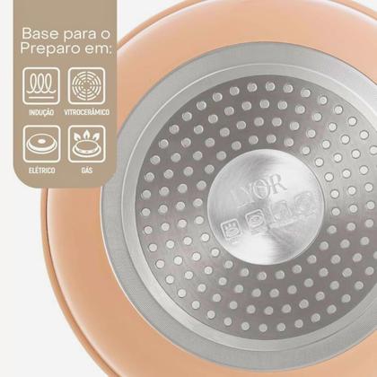 Imagem de Frigideira Lyor Indução Granilite Wok Bege 28cm Com Tampa