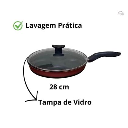 Imagem de Frigideira Multiuso Teflon Antiaderente c/ Tampa Vidro frita 4 Ovos