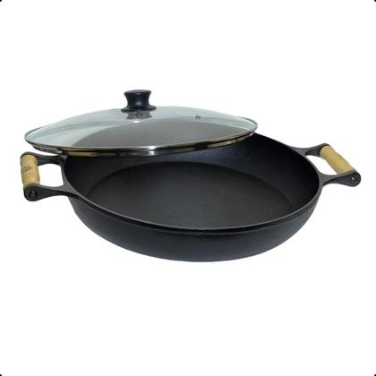 Imagem de Frigideira Paella Ferro Fundido Com Tampa De Vidro 36 Cm Lib