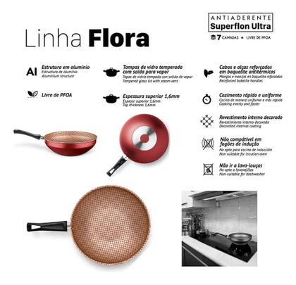 Imagem de Frigideira Panela Wok Antiaderente 24cm 2,8l Mta Chocolate