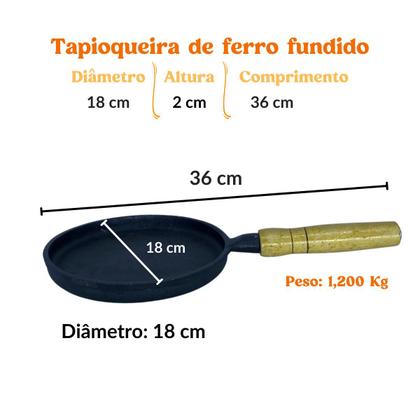 Imagem de Frigideira Para Tapioca Tapioqueira 18 Cm De Ferro Fundido Cabo de Madeira