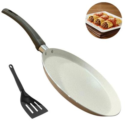 Imagem de Frigideira Tapioqueira Crepeira Panqueca Tapioca Antiaderente 22cm Eko Bege Multiflon