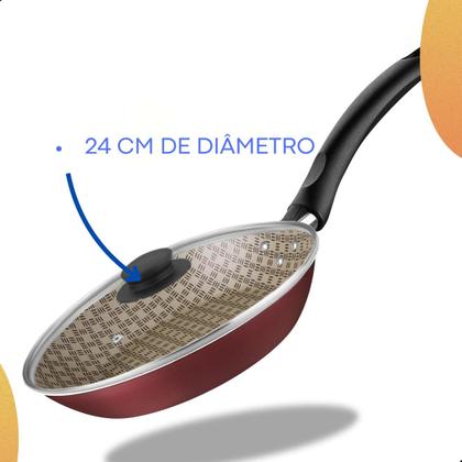 Imagem de Frigideira tramontina antiaderente com tampa 24cm