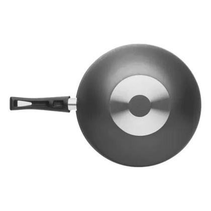 Imagem de Frigideira Wok Antiaderente Com Tampa Vidro Cor Grafite 2,8L Pano Microfibra Limpeza Brinde Kit Com 5 Peças