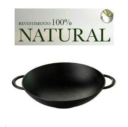Imagem de Frigideira Wok Ferro Duas Alças  Com Tampa De Vidro 5,9 Litros  Envio Imediato