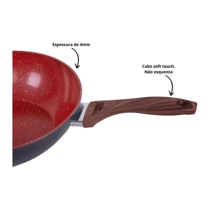 Imagem de Frigideira Wok Nanocerâmica Antiaderente com Tampa 28cm 3,5L