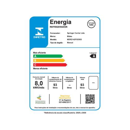 Imagem de Frigobar 93L Cor inox Inverter Bivolt Midea