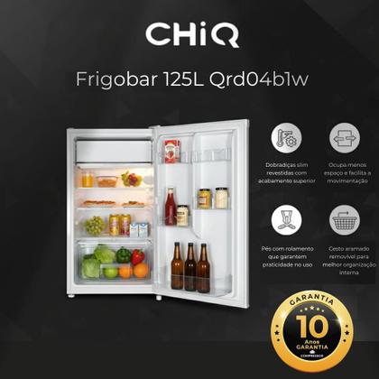 Imagem de Frigobar Branco 125l Litros Com Porta Reversível Prateleira De Vidro Qrd04b CHiQ
