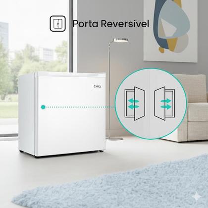 Imagem de Frigobar Branco 46l Litros Frost Free Com Porta Reversível Prateleira De Vidro Qrd02b2w CHiQ