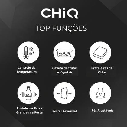 Imagem de Frigobar Branco 46l Litros Frost Free Com Porta Reversível Prateleira De Vidro Qrd02b2w CHiQ