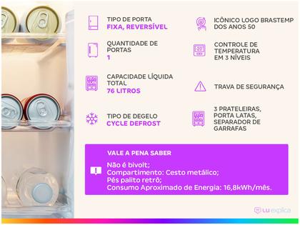 Imagem de Frigobar Brastemp 76L Branco Retrô BRA08HB