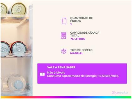 Imagem de Frigobar Compacto Consul 76 Litros Branco CRC08CB  110V