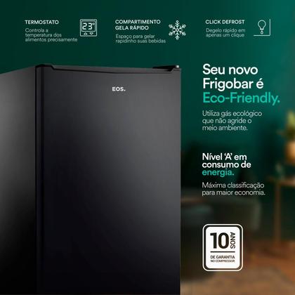 Imagem de Frigobar EOS Ice Compact EFB101P 93L Preto 220V com Porta Reversível e Gás Ecológico