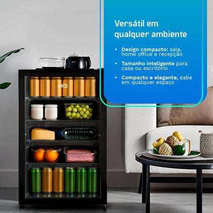 Imagem de Frigobar Expositor Vertical HQ Vidro Duplo 130 Litros Preto HQ-130FBPVL