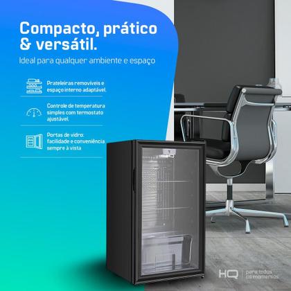 Imagem de Frigobar Expositor Vertical HQ Vidro Duplo 95 Litros Preto HQ-95FBPV 127V