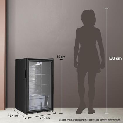 Imagem de Frigobar Expositor Vertical HQ Vidro Duplo 95 Litros Preto HQ-95FBPV 220V