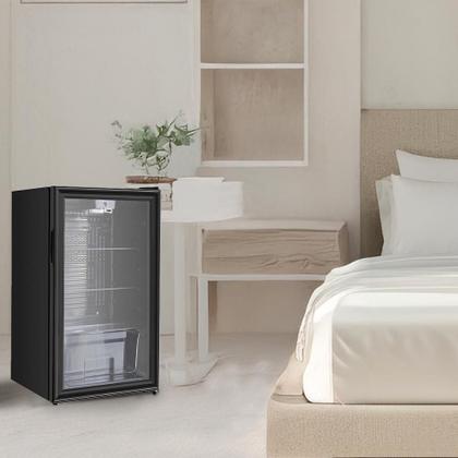 Imagem de Frigobar Expositor Vertical HQ Vidro Duplo 95 Litros Preto HQ-95FBPV 220V