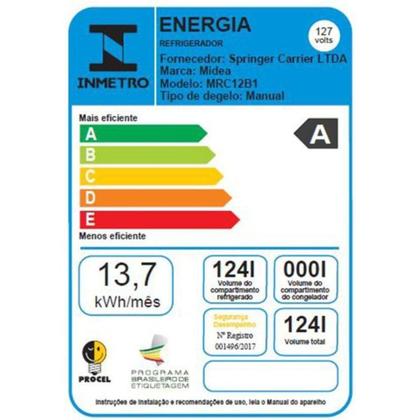 Imagem de Frigobar Midea 124L MRC12B1Branco 110V