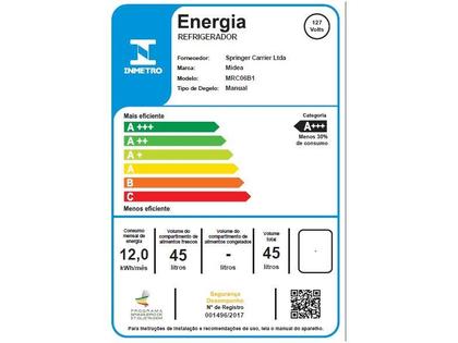 Imagem de Frigobar Midea 45 Litros Compact Black Edition Mrc06b1 Preto com Inox 127v 