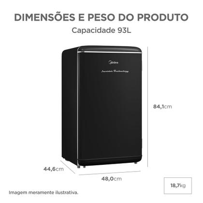 Imagem de Frigobar Midea Retrô 93L Inverter Preto Bivolt