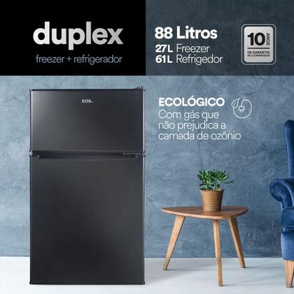 Imagem de Frigobar Mini Refrigerador E Congelador Ice Compact 88L Duplex Preto EFB140D 127V - EOS