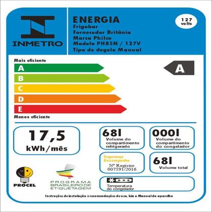 Imagem de Frigobar Philco 68 Litros Porta Reversível PFG85B 220V