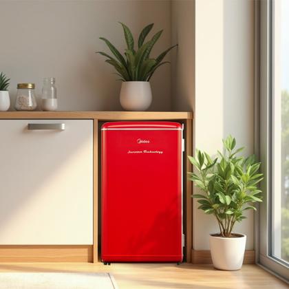 Imagem de Frigobar Retrô Vermelho 93L Inverter Bivolt Midea