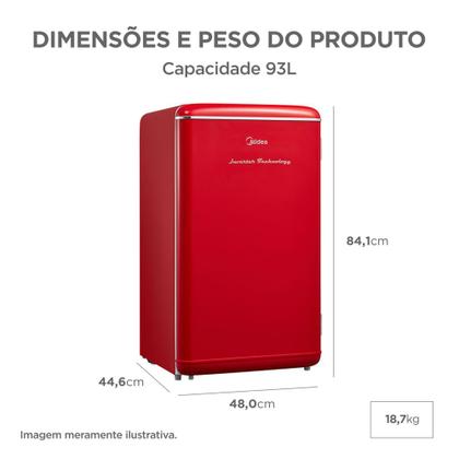Imagem de Frigobar Retrô Vermelho 93L Inverter Bivolt Midea