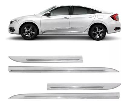 Imagem de Friso Lateral Civic G10 2017 2018 2019 2020 Novo Modelo Prata Platinum Metálico