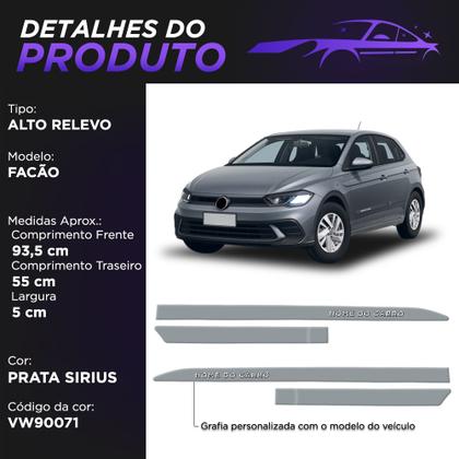 Imagem de Friso Lateral para Polo 2018 a 2025 com Grafia Cromada Alto Relevo