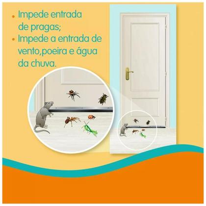 Imagem de Friso Rodo De Porta Vedação Automático 80 Cm Preto