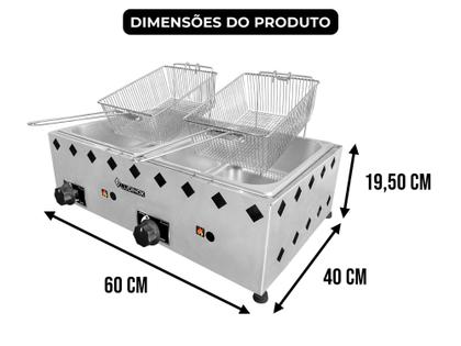 Imagem de Fritadeira a gás  10 litros 2 cubas em aço inoxidável