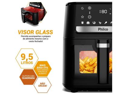 Imagem de Fritadeira Air Fry Philco PAF95A, 1800W - 9,5 Litros, sem Óleo, Redstone, Preto/Inox