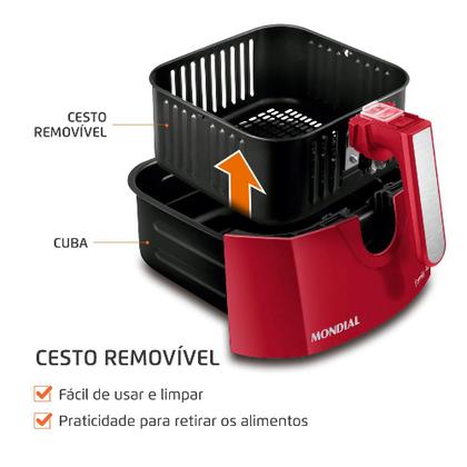 Fritadeira Air Fryer 4L Mondial AFN40FR Vermelha 127V - Fritadeira sem ...