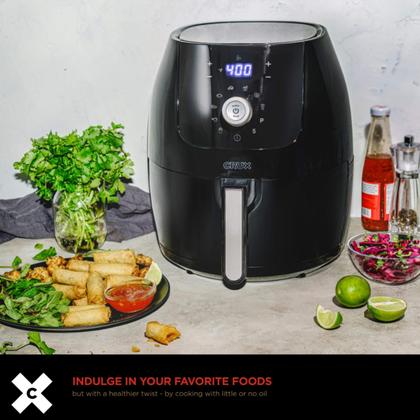 Imagem de Fritadeira Air Fryer CRUX 6 Qt Digital com frigideira antiaderente preta