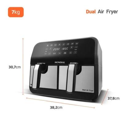 Imagem de Fritadeira Air Fryer Dual Duplo AFD-01-BI Cesto 8L Mondial Preto 220V